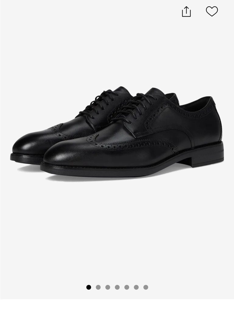 Cole Haan Men's Black Leather Wingtip Oxford Dress Shoes Grand 360